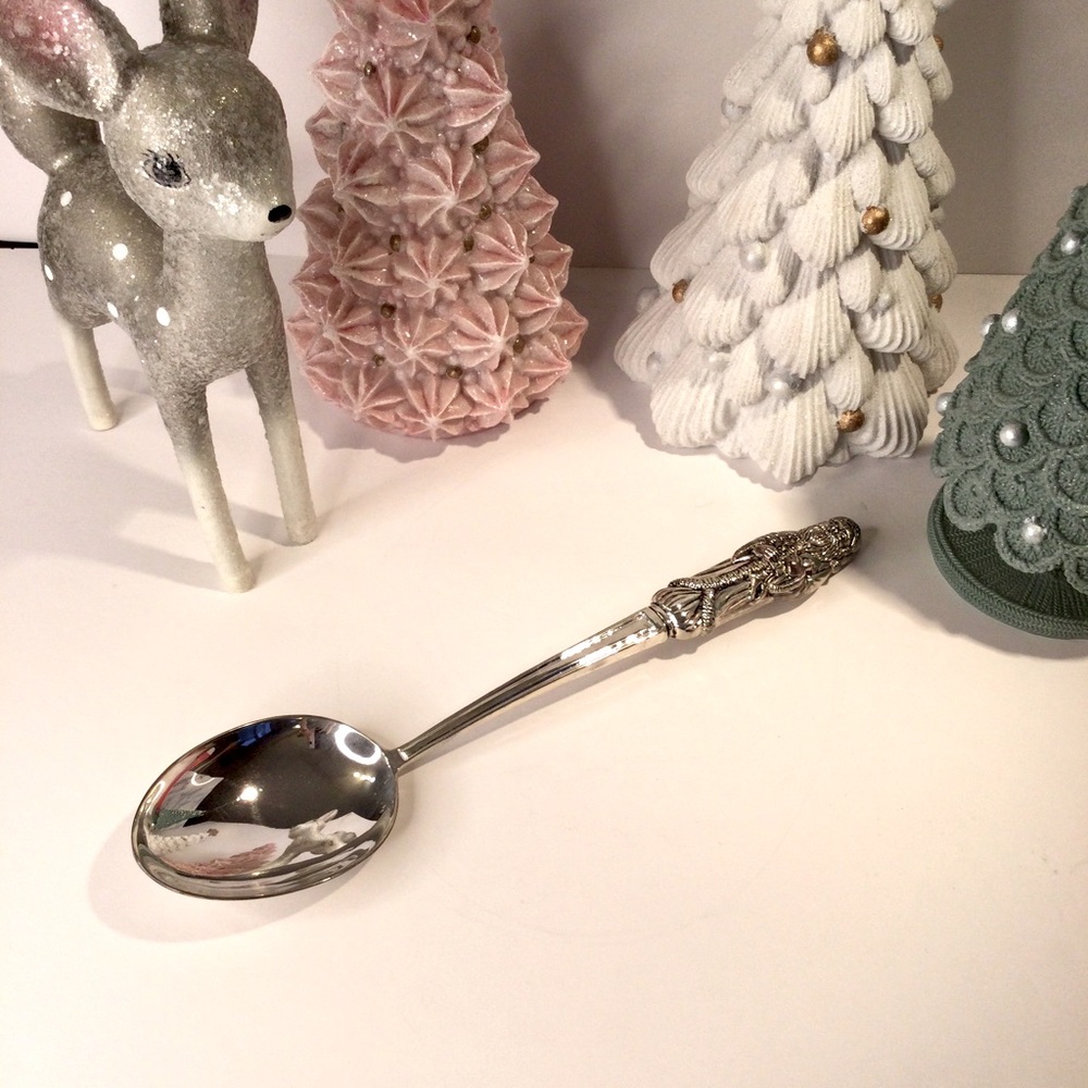 Godinger Large Silver Plated Holiday Serving Spoon Father Christmas Sant…